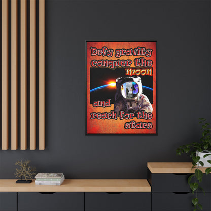defy conquer reach - framed canvas art (burnt orange)