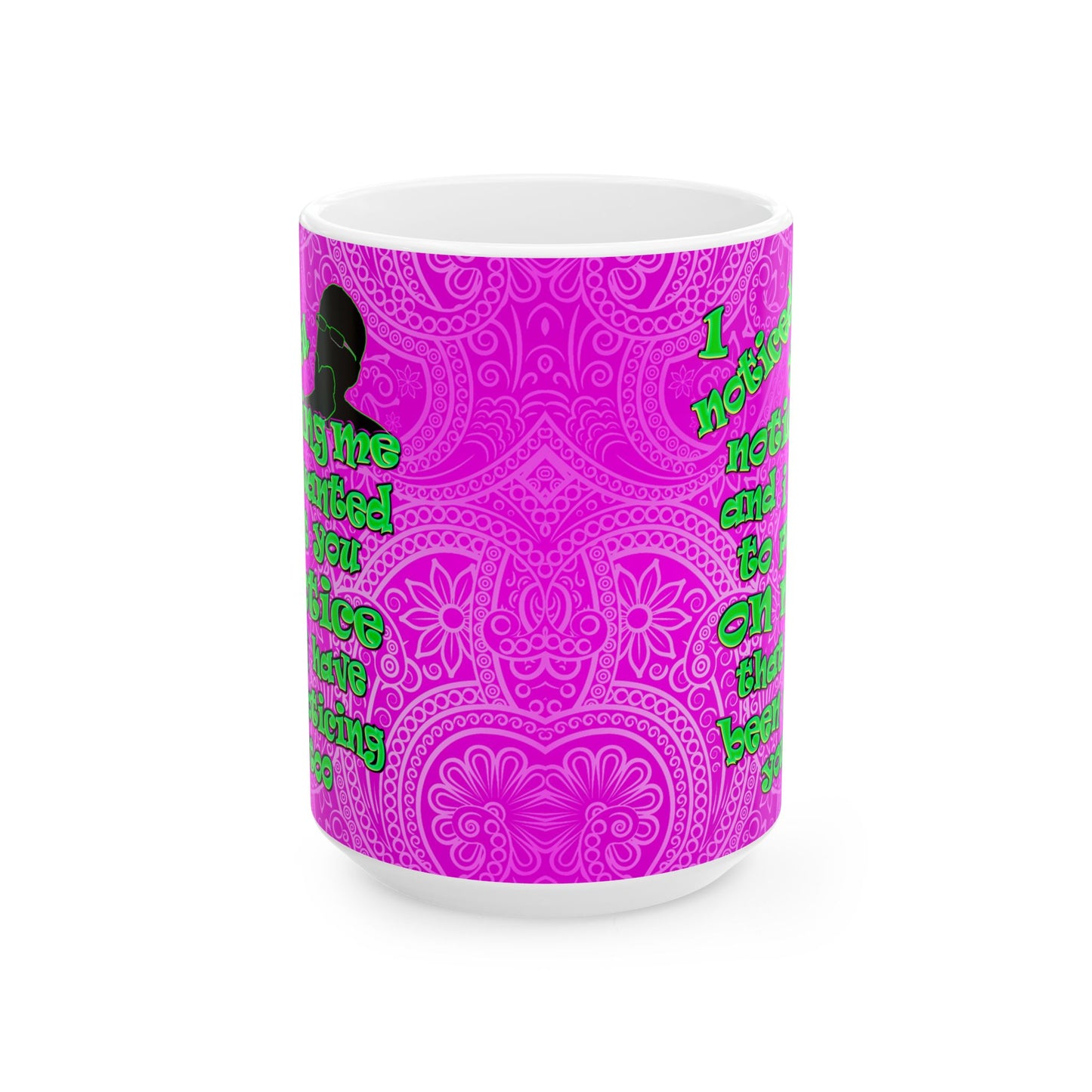noticed you noticing - White Mug (pink swirl)