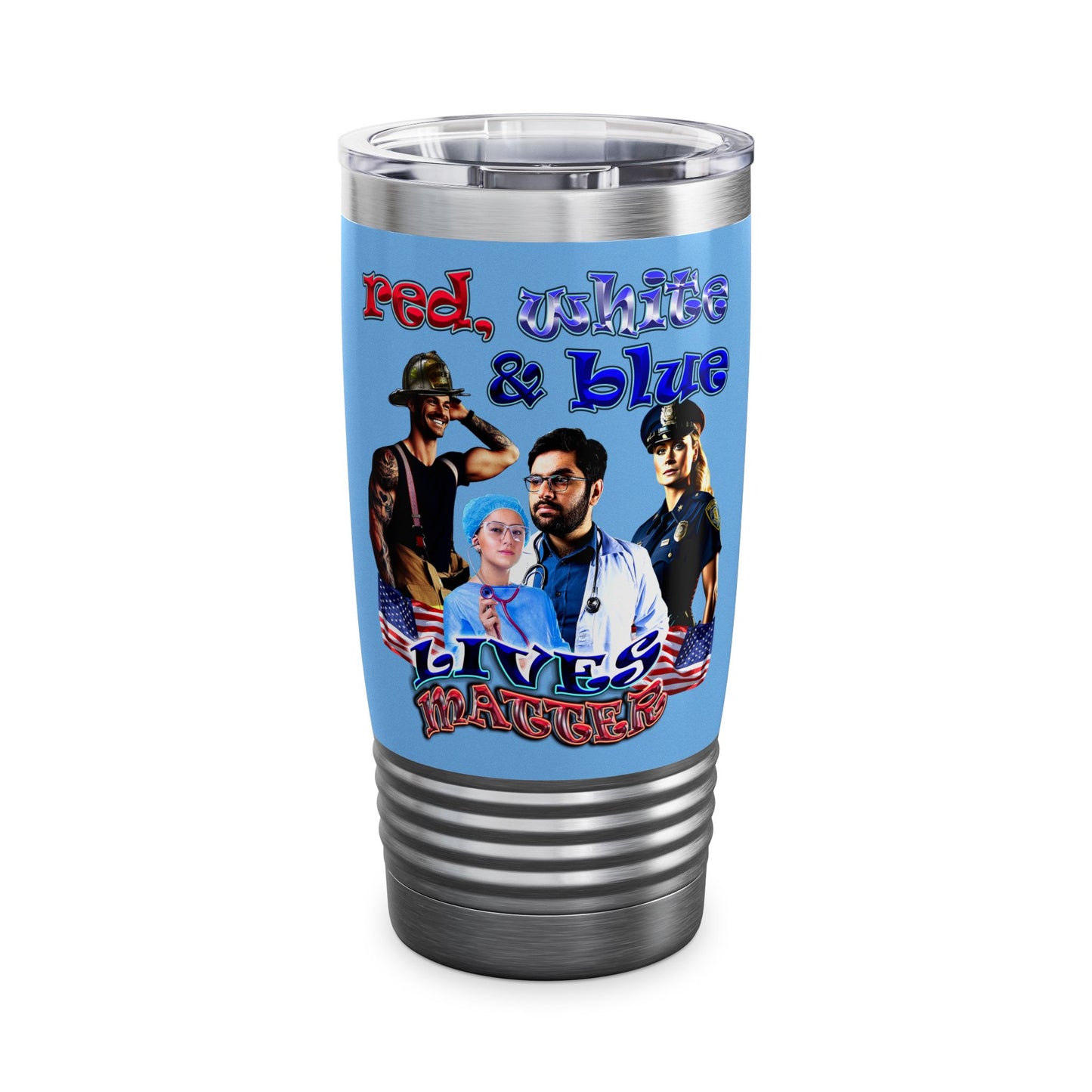 rw&b lives matter - Ringneck Tumbler, 20oz (light blue)