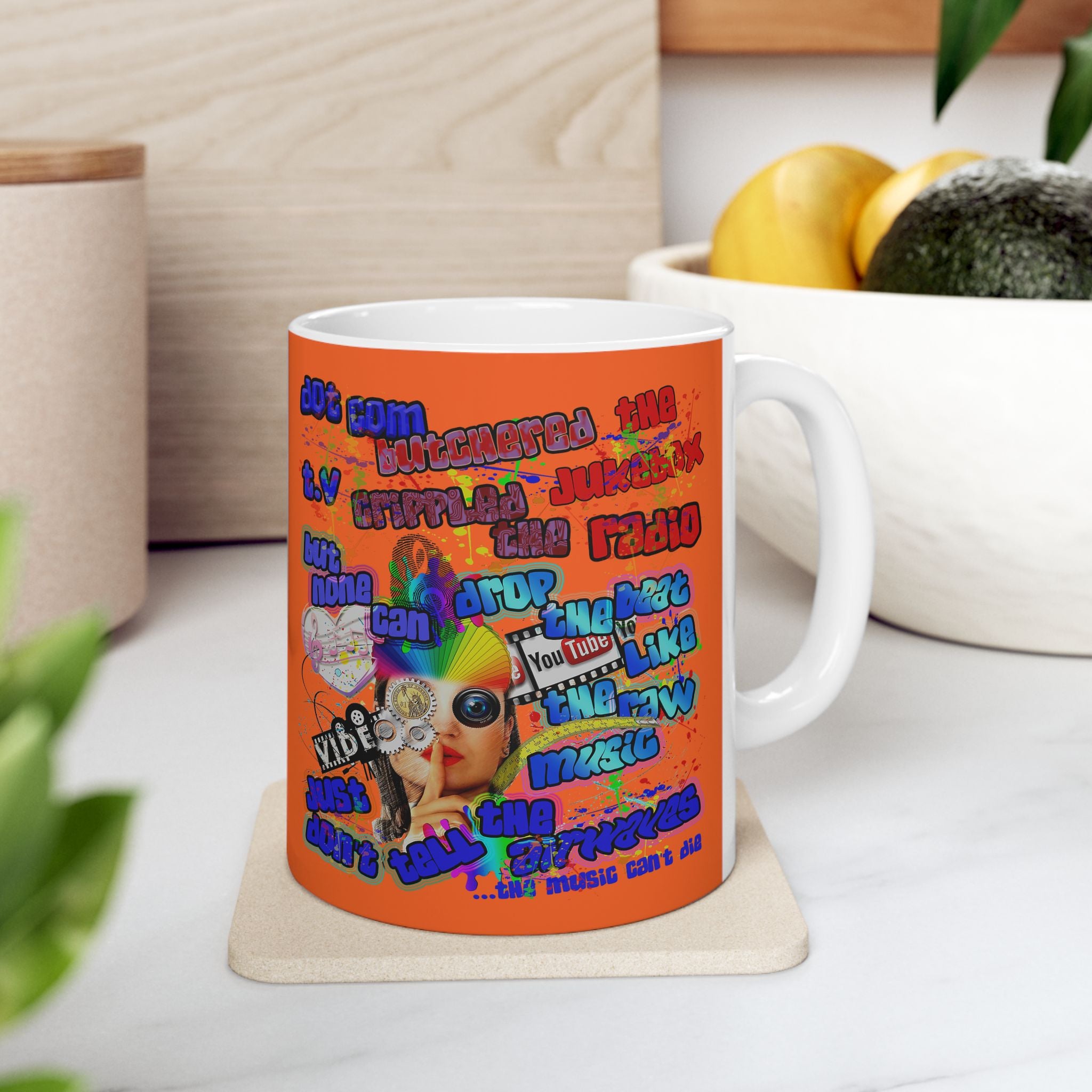drop the beat - White Mug (orange)