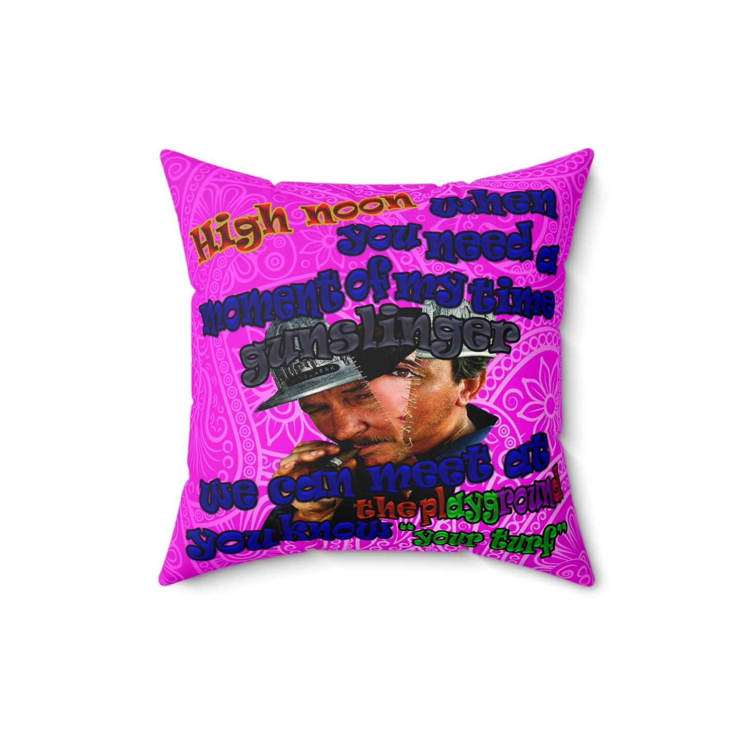 high noon - Faux Suede Square Pillow - (pink swirl)