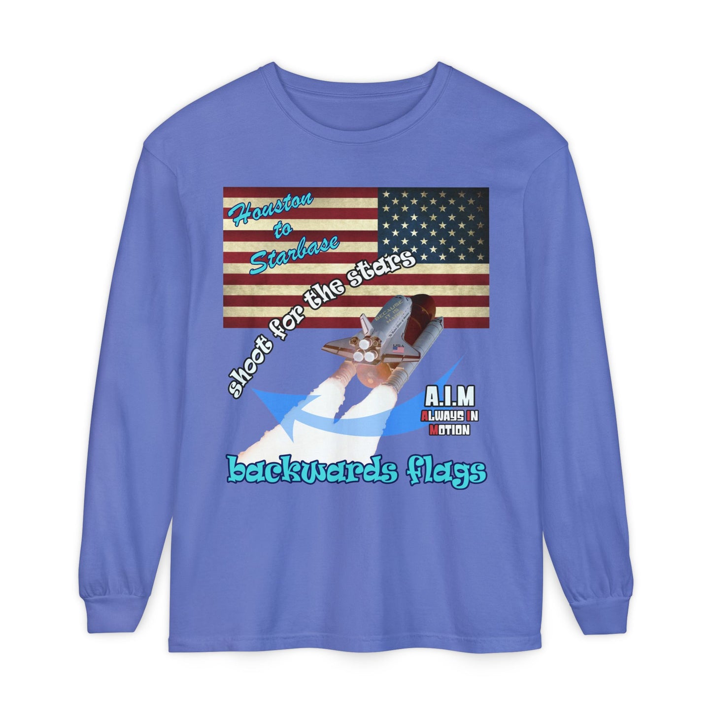 shoot for the stars - Unisex Garment-dyed Long Sleeve T-Shirt