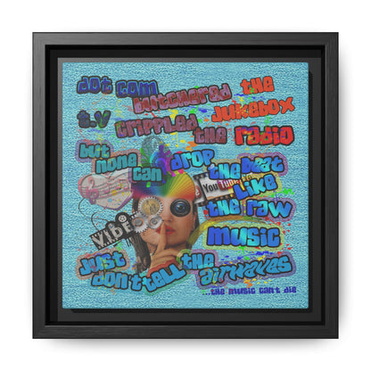 drop the beat - framed canvas art (faded blue)