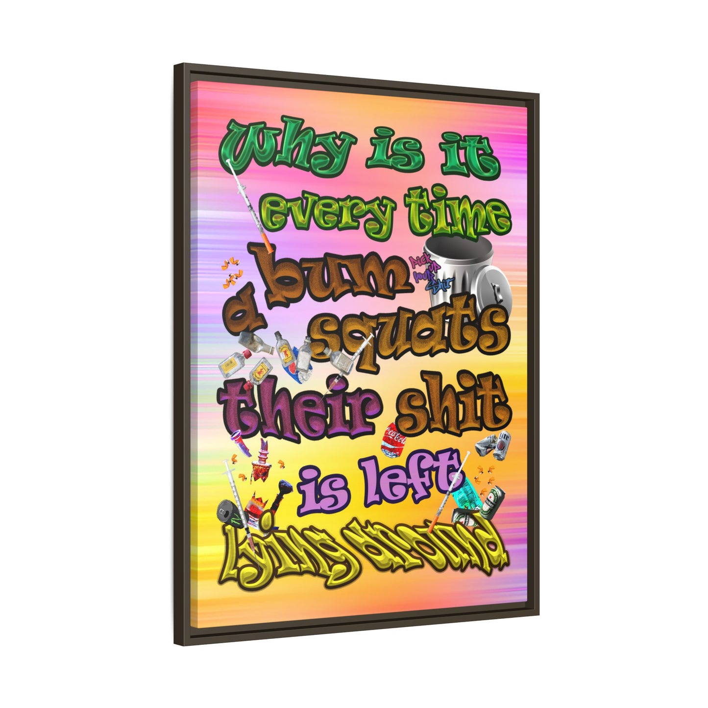 the bum's shit - framed canvas art (color blur)
