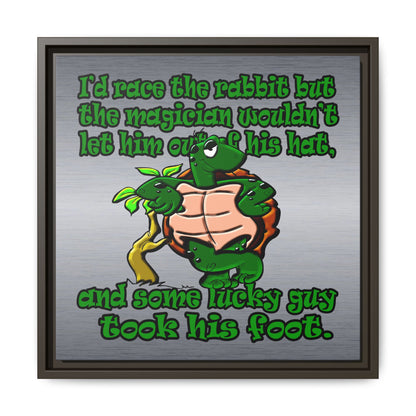 turtle race - framed canvas art (brushed nickel)