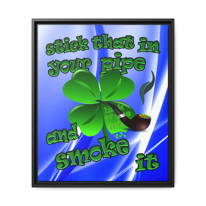 stick that in your pipe and smoke it - framed canvas art (blue-white wave)