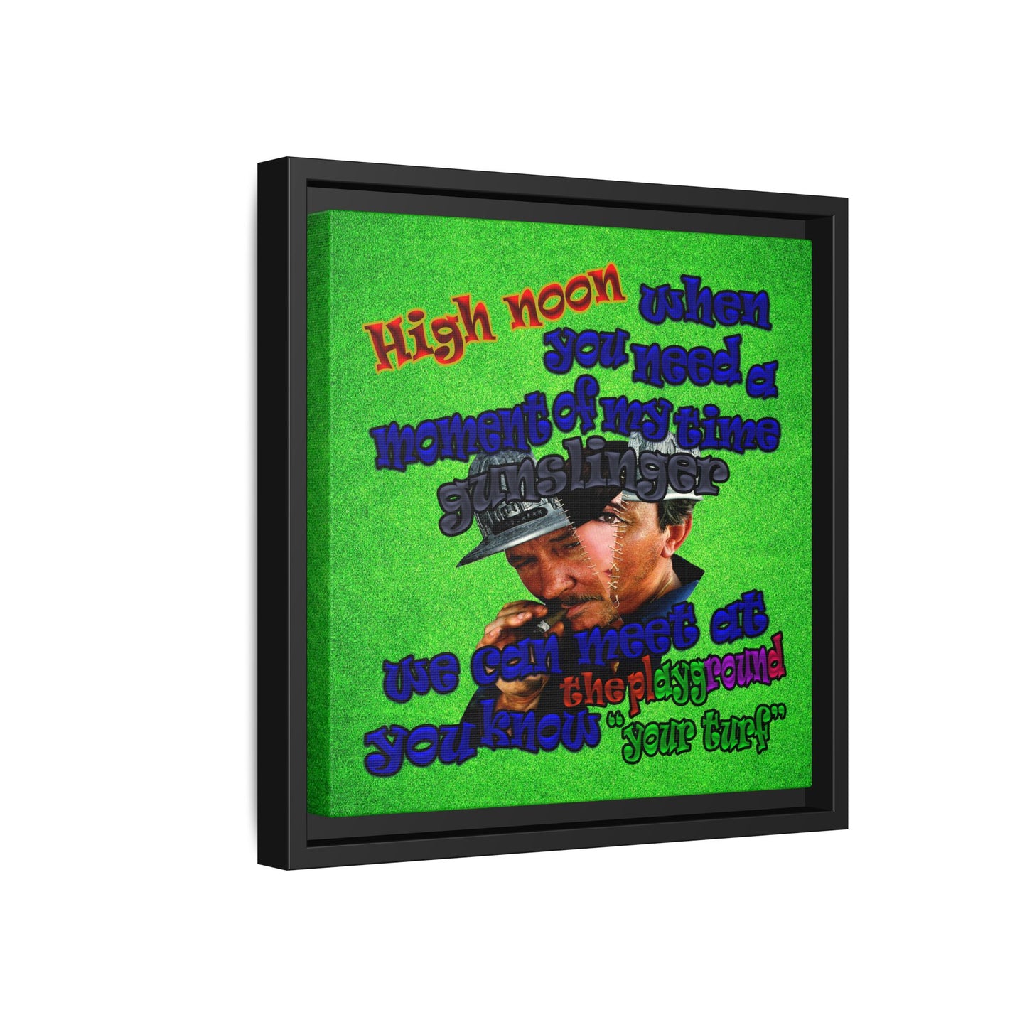 high noon - framed canvas art (green turf)