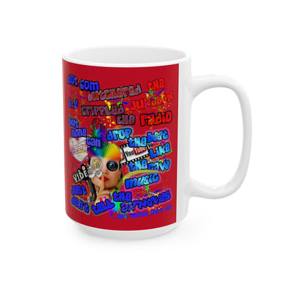drop the beat - White Mug (dark red)