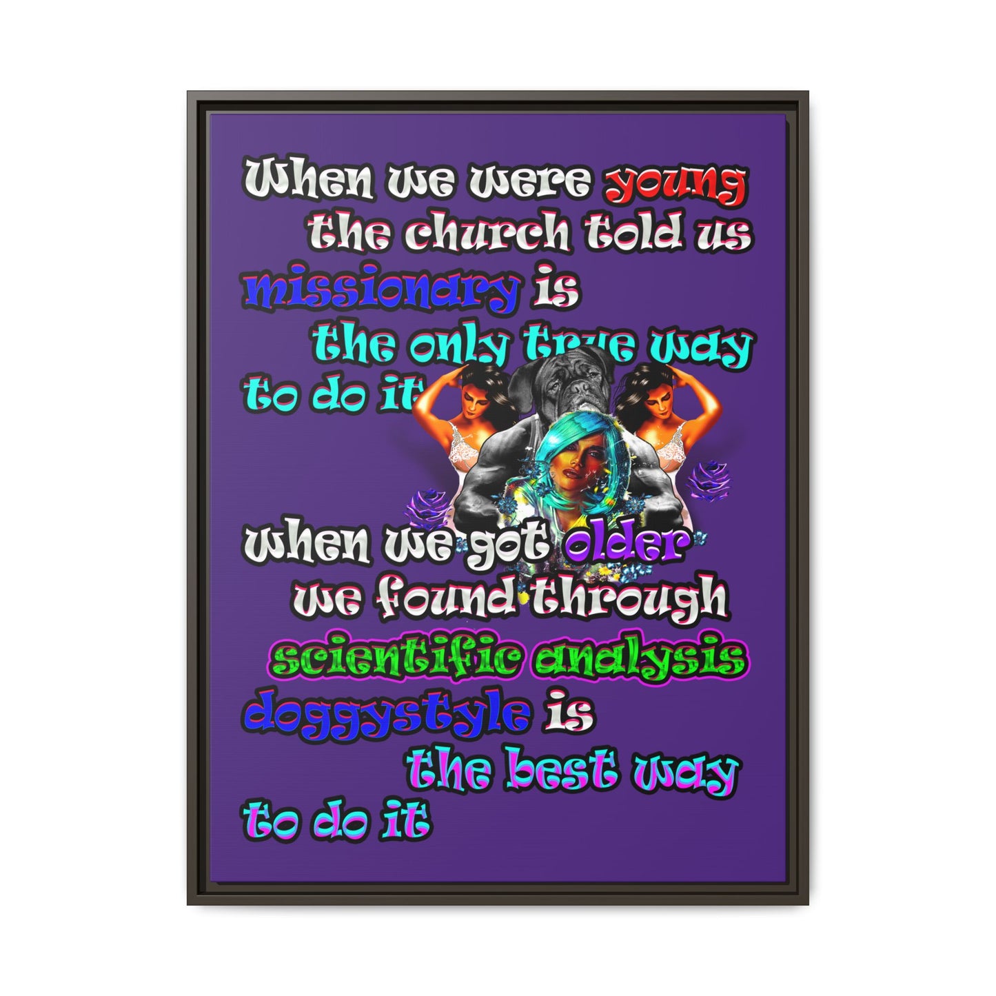 doggystyle - framed canvas art (purple)