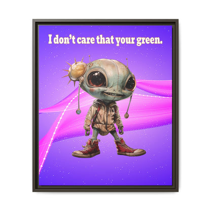 I don't care that your green - framed canvas art (purple-pink wave)