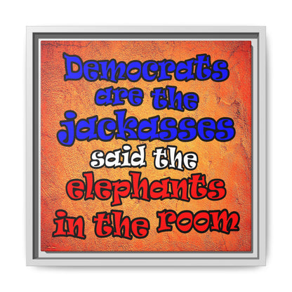 donkeys and elephants - framed canvas art (burnt orange)