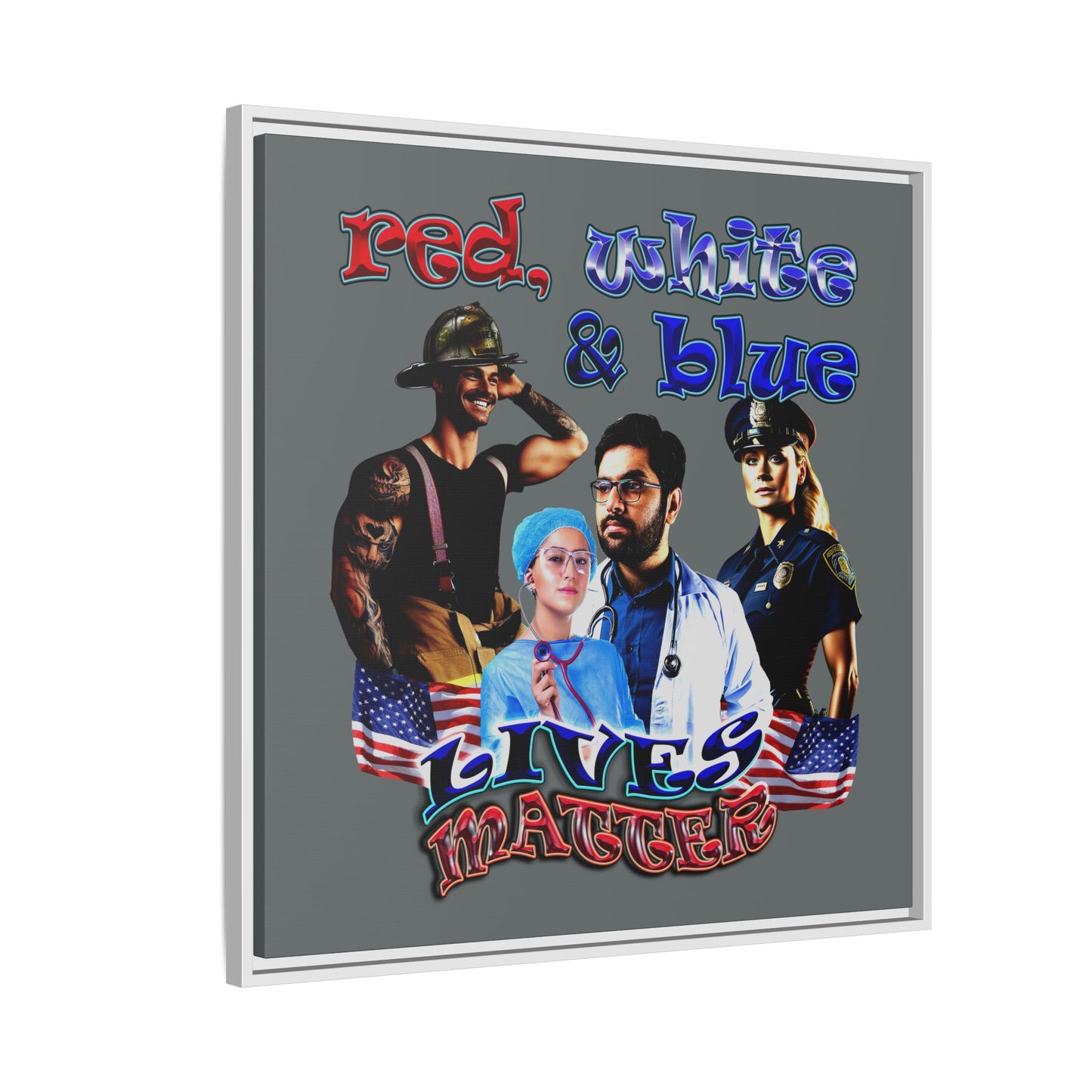 rw&b lives matter - framed canvas art (dark grey)