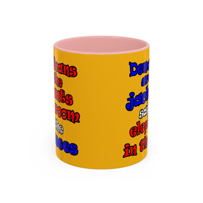 donkeys and elephants - Accent Mug (yellow)
