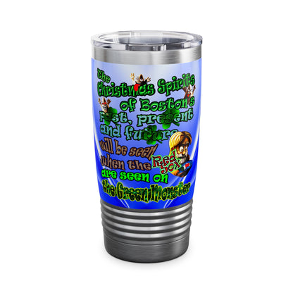 christmas spirits of boston - Ringneck Tumbler, 20oz (blue-white wave)