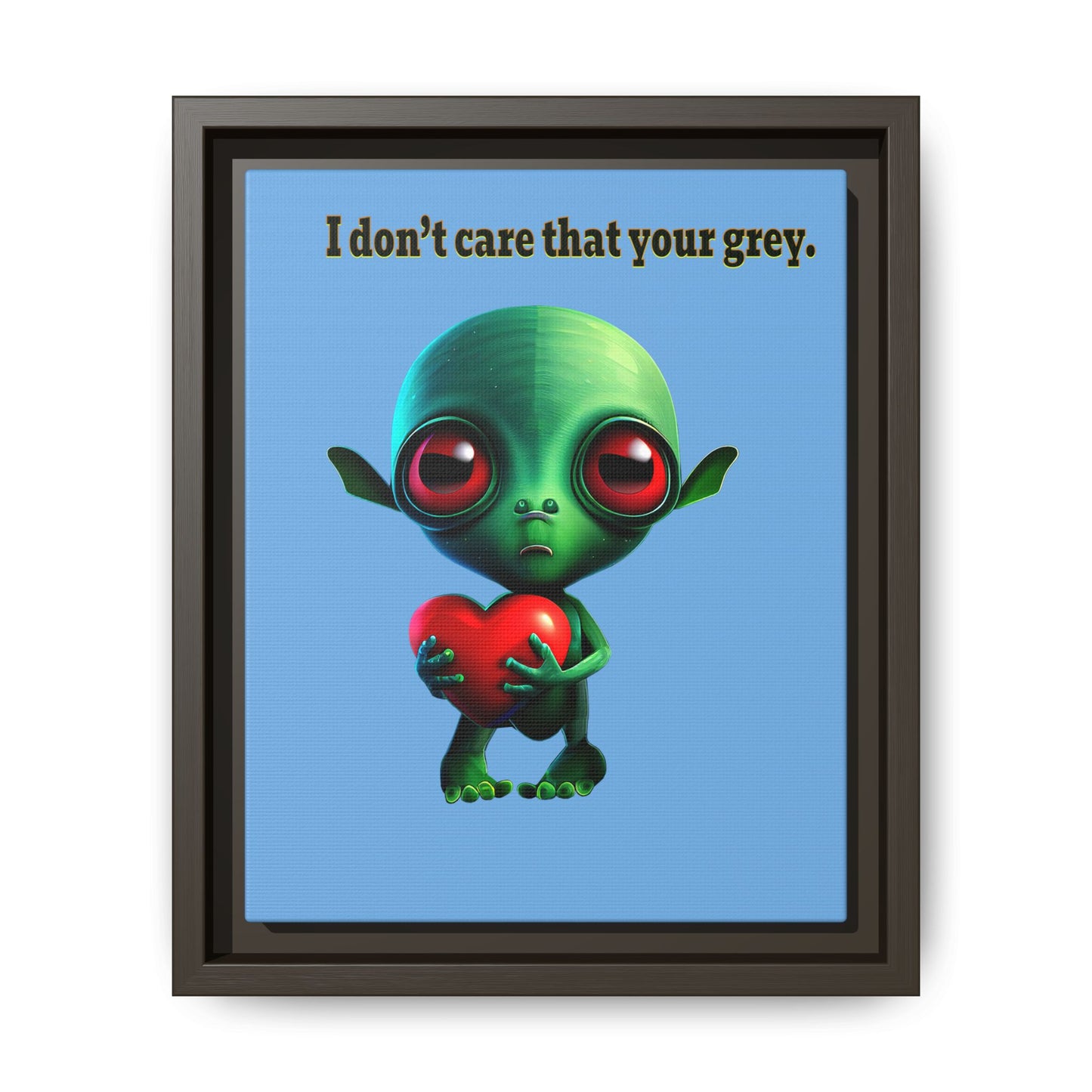 I don't care that your grey - framed canvas art (light blue)
