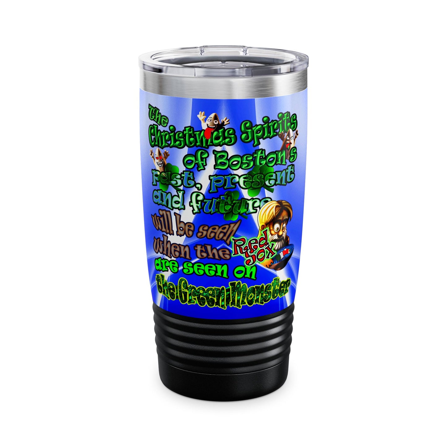 christmas spirits of boston - Ringneck Tumbler, 20oz (blue-white wave)