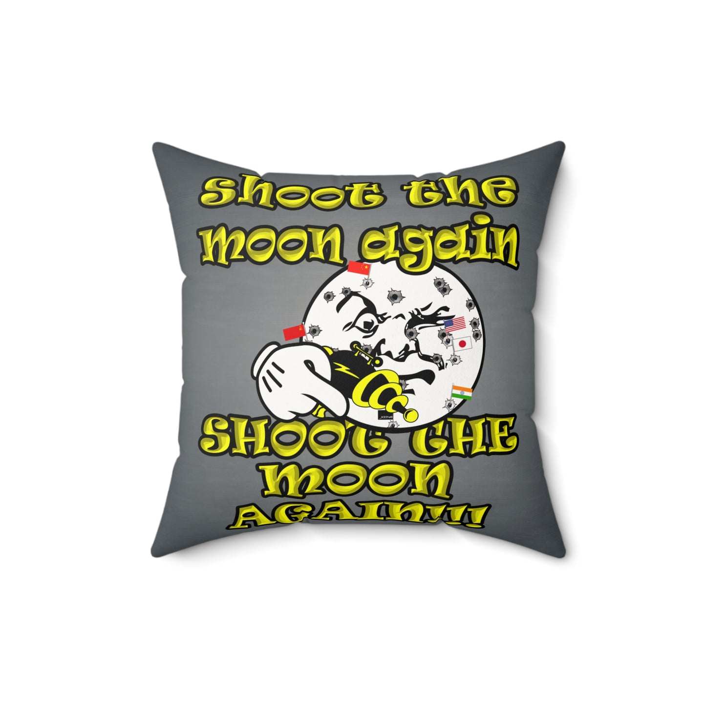 shoot the moon again - Faux Suede Square Pillow - (grey-light grey)