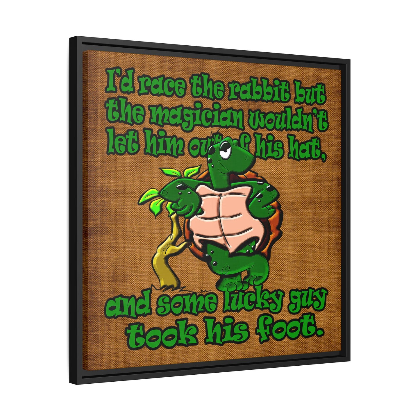 turtle race - framed canvas art (brown papyrus)