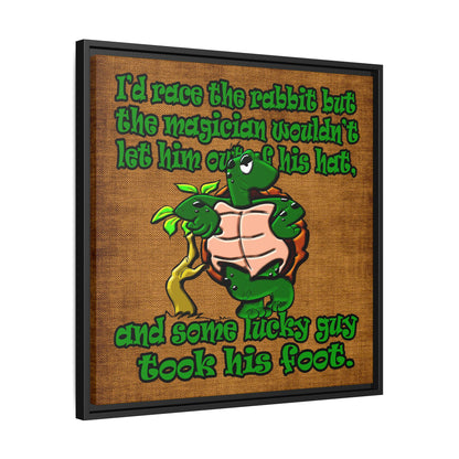 turtle race - framed canvas art (brown papyrus)