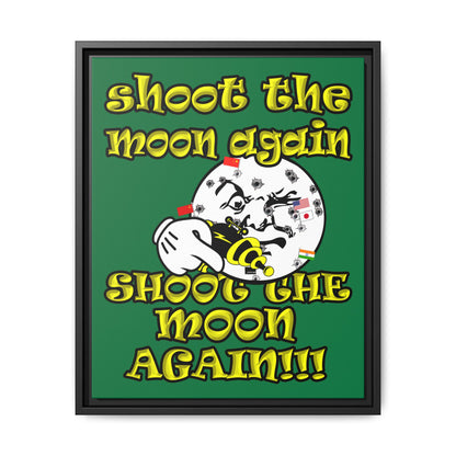 shoot the moon again - framed canvas art (dark green)