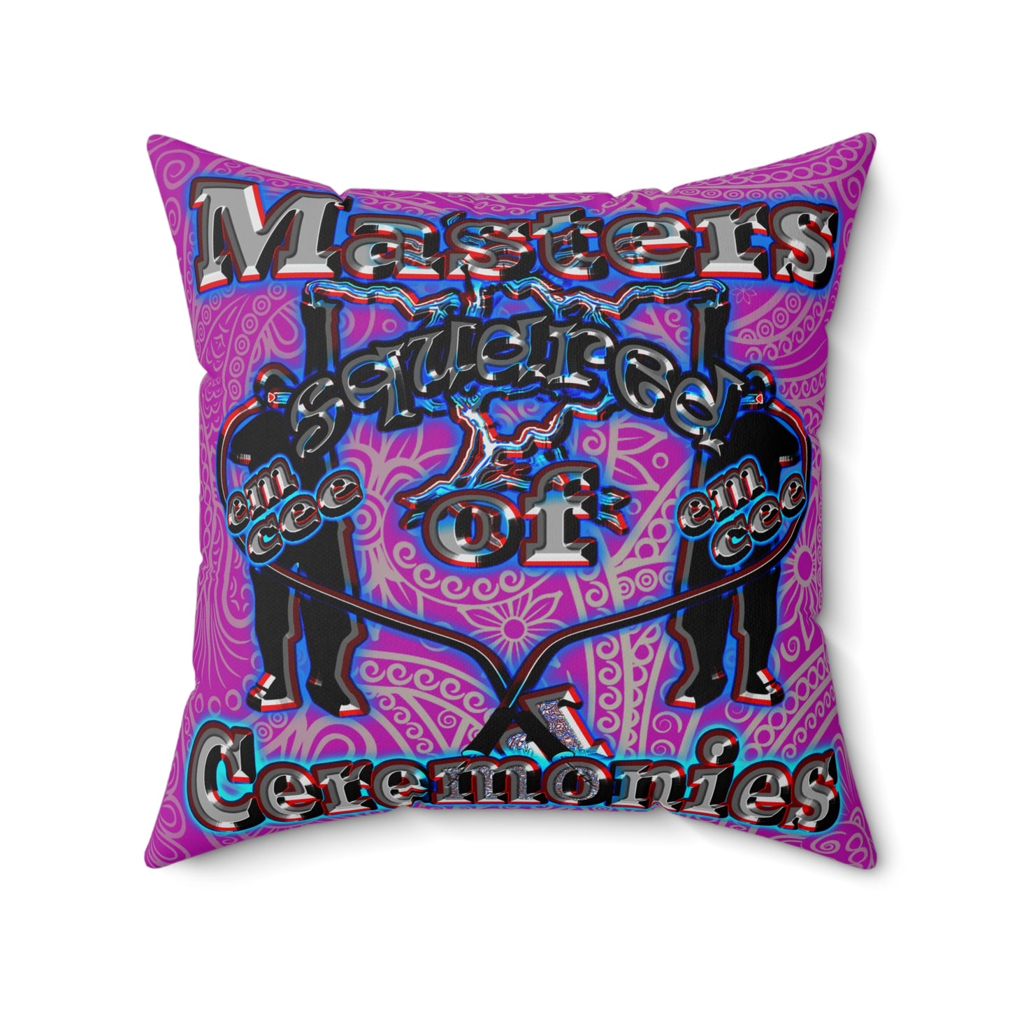 em cee squared - Spun Polyester Square Pillow - (pink swirl)