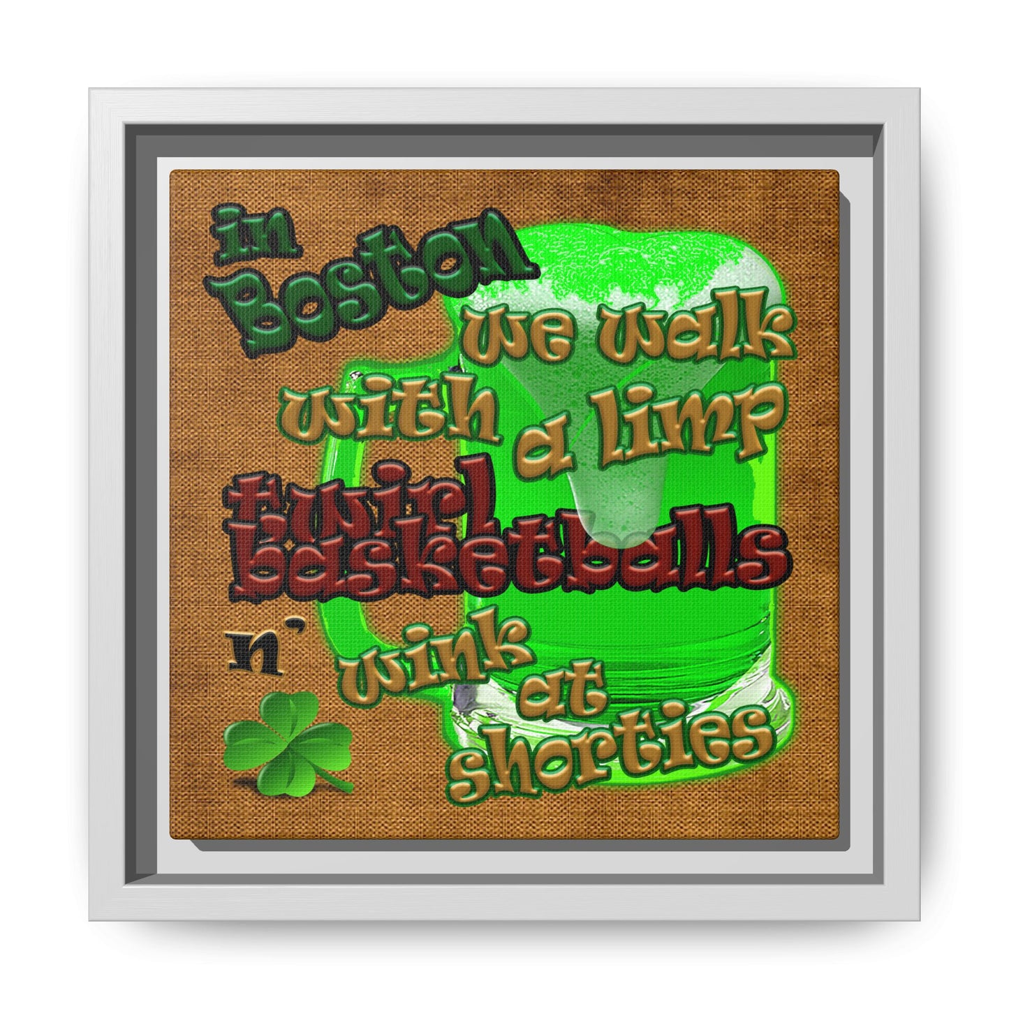 celtics logo - framed canvas art (brown papyrus)