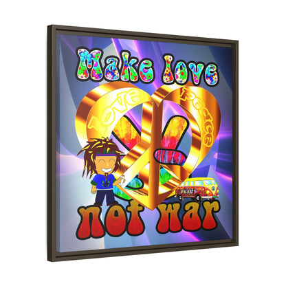 love peace - framed canvas art (grey-pink wave)