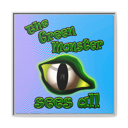 green monster - framed canvas art (light blue-purple wave)
