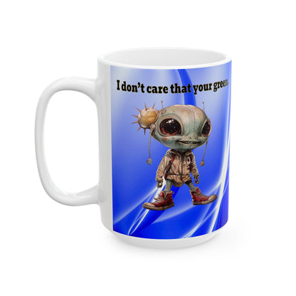 I don't care that your grey - White Mug (blue-white wave)