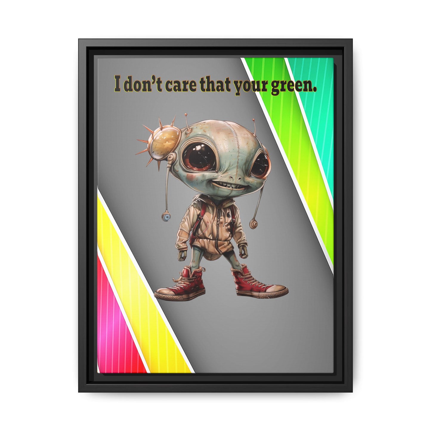 I don't care that your green - framed canvas art (rainbow split)
