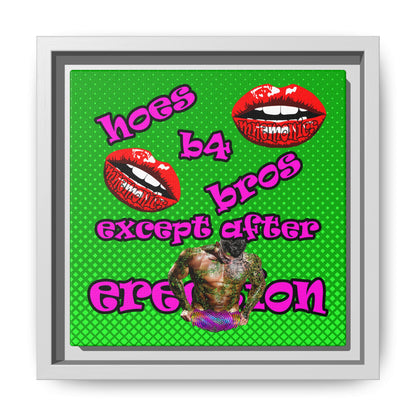 hoes b4 bros - framed canvas art (logo green)