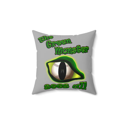 green monster - Spun Polyester Square Pillow - (light grey)