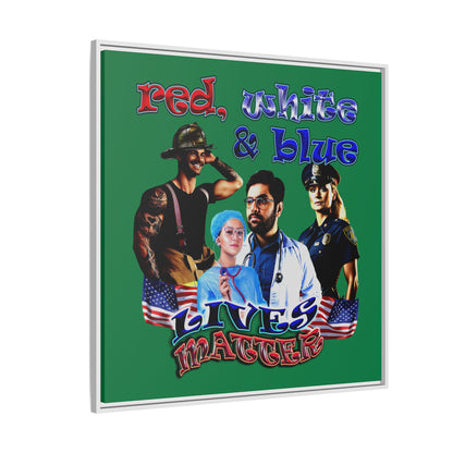 rw&b lives matter - framed canvas art (dark green)