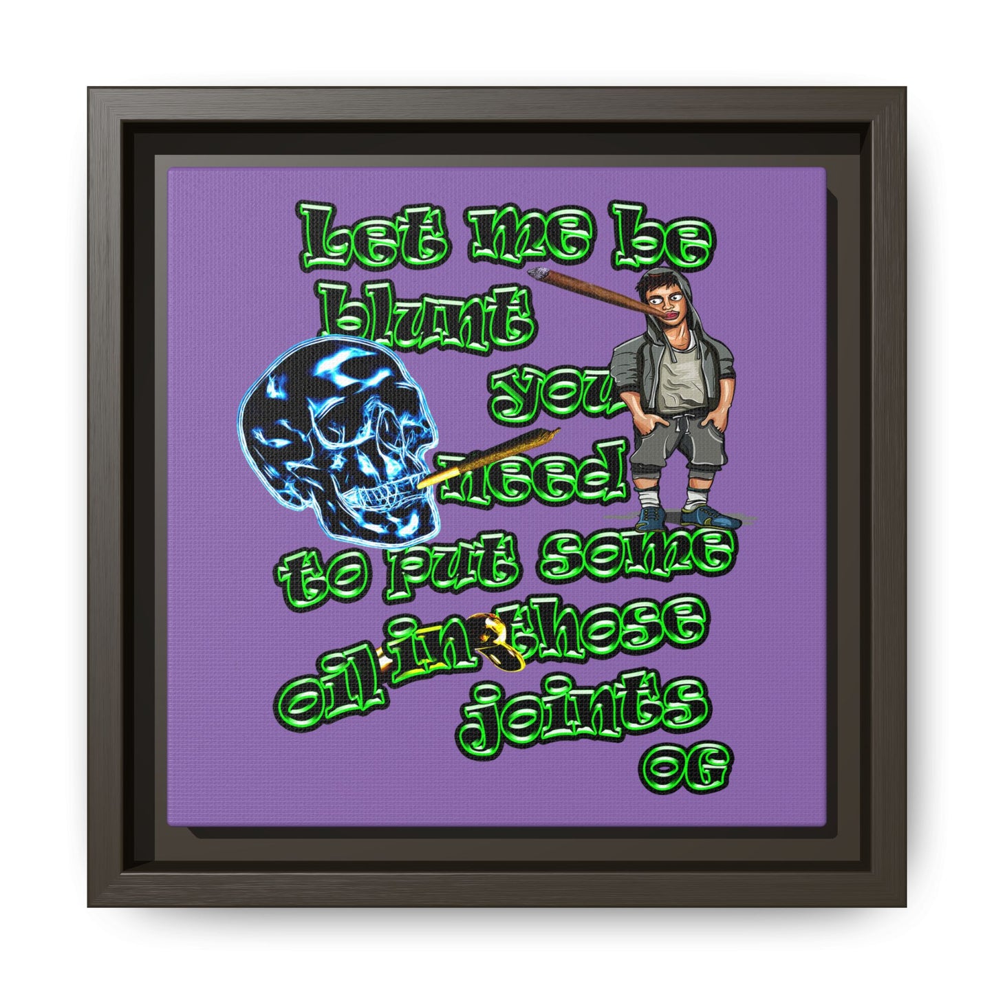 og - framed canvas art (light purple)