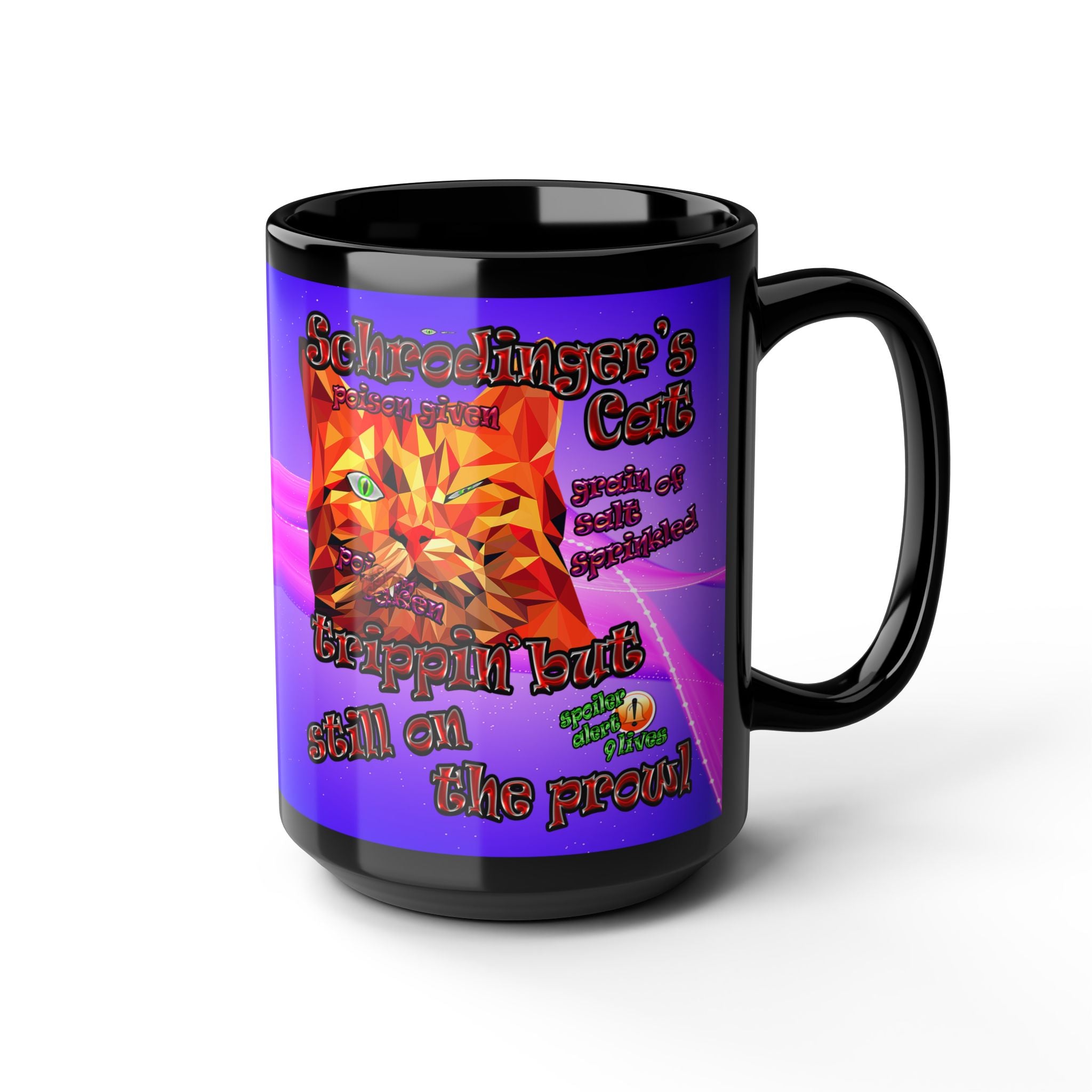 schrodinger's cat - Black Mug (purple-pink wave)