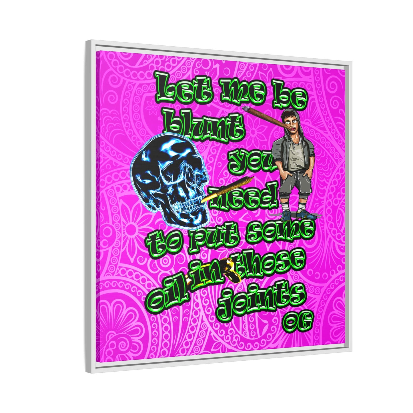 og - framed canvas art (pink swirl)