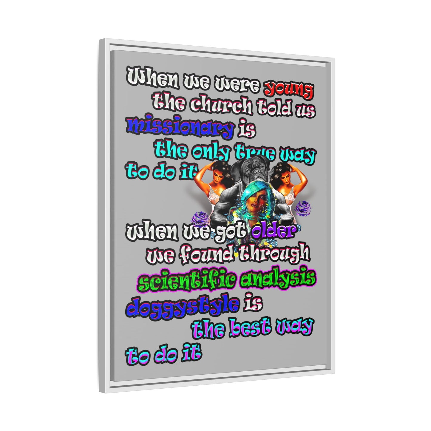 doggystyle - framed canvas art (light grey)