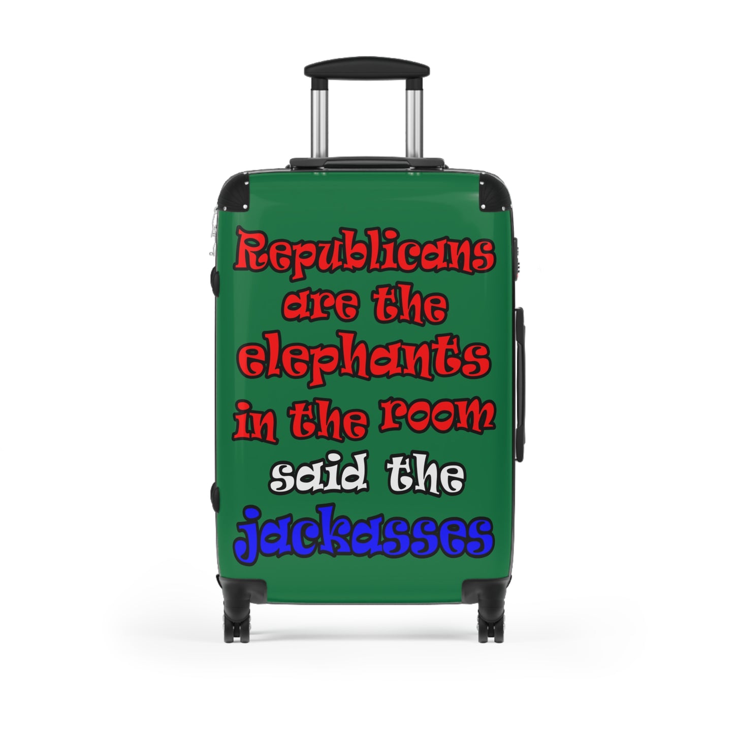 donkeys and elephants - Suitcase (dark green)
