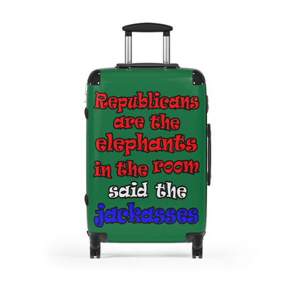 donkeys and elephants - Suitcase (dark green)