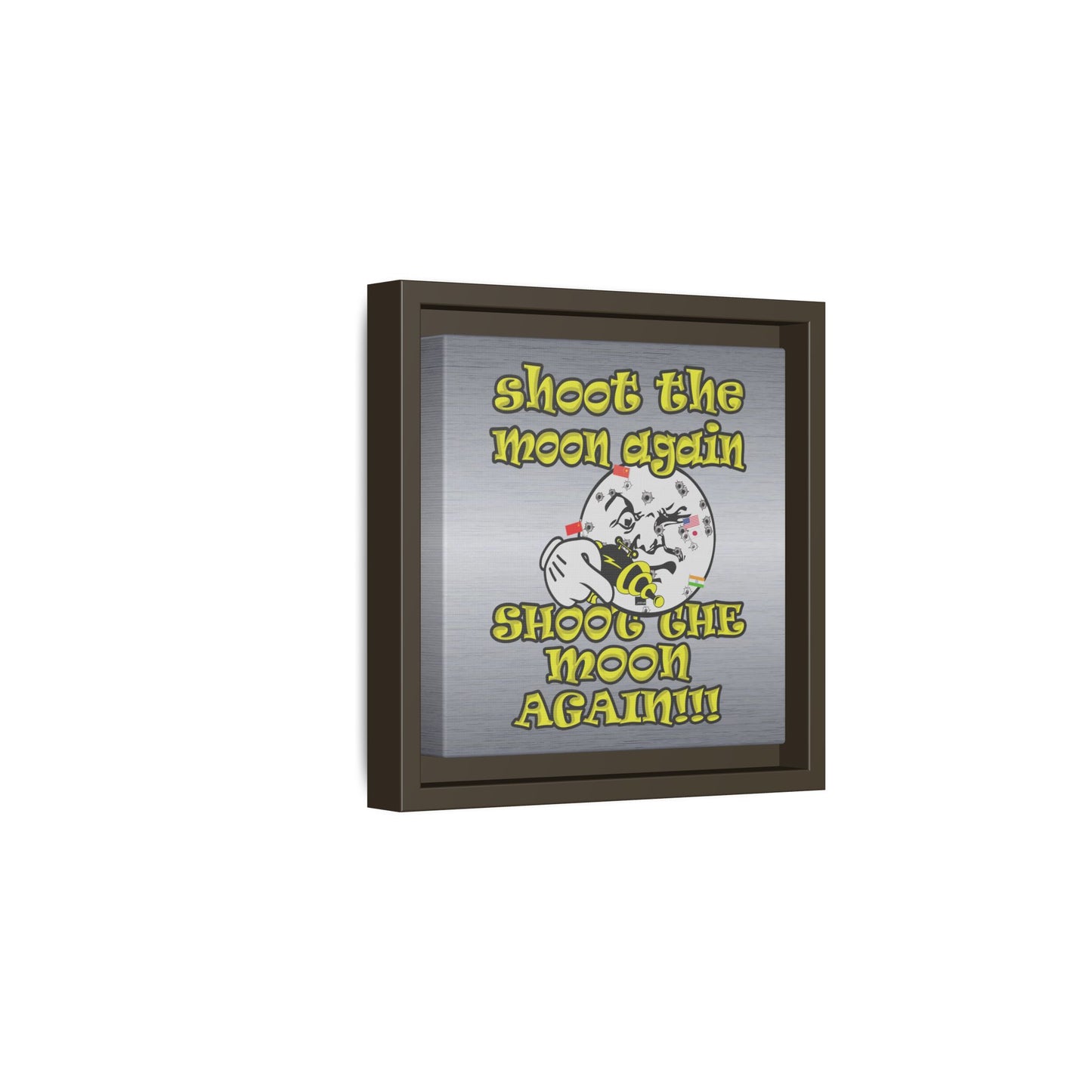 shoot the moon again - framed canvas art (brushed nickel)