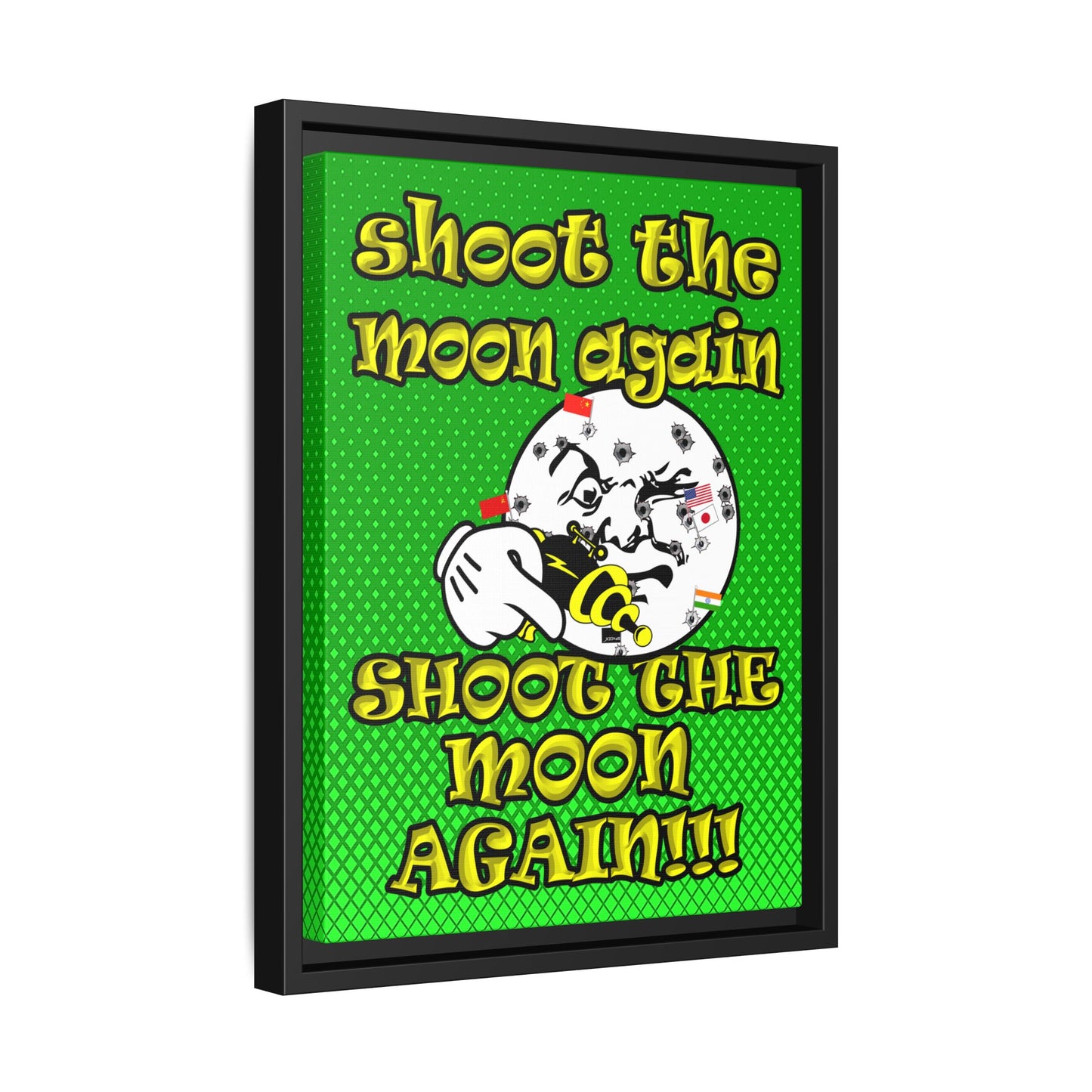 shoot the moon again - framed canvas art (logo green)