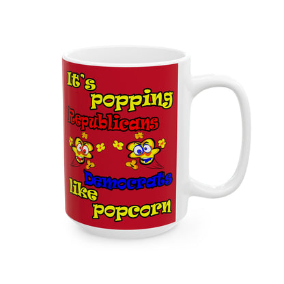 popping like popcorn - White Mug (dark red)