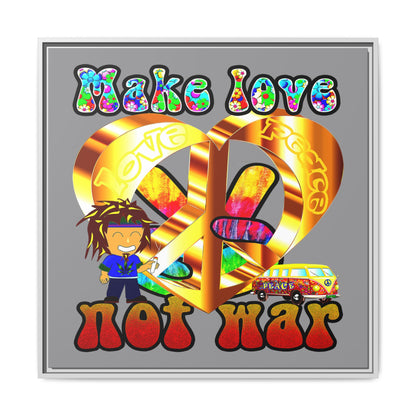 love peace - framed canvas art (grey)