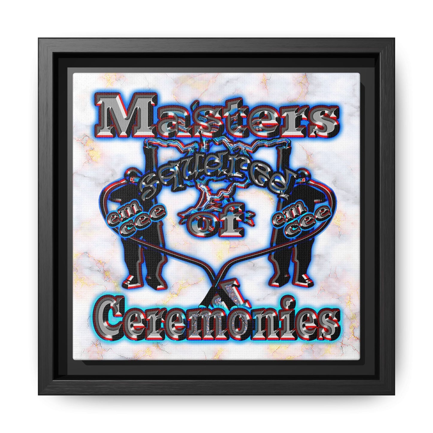 em cee squared - framed canvas art (white marble)