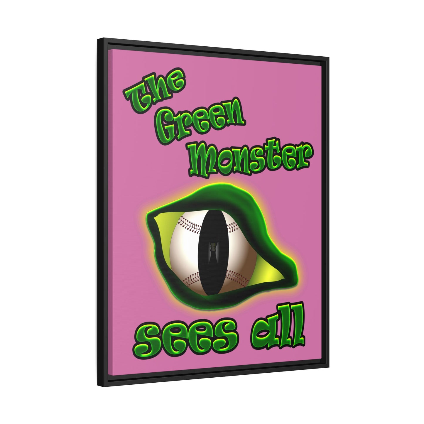 green monster - framed canvas art (light pink)