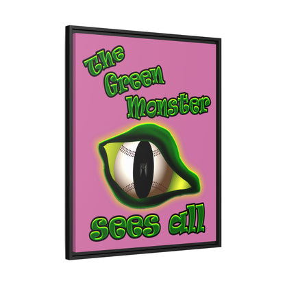 green monster - framed canvas art (light pink)