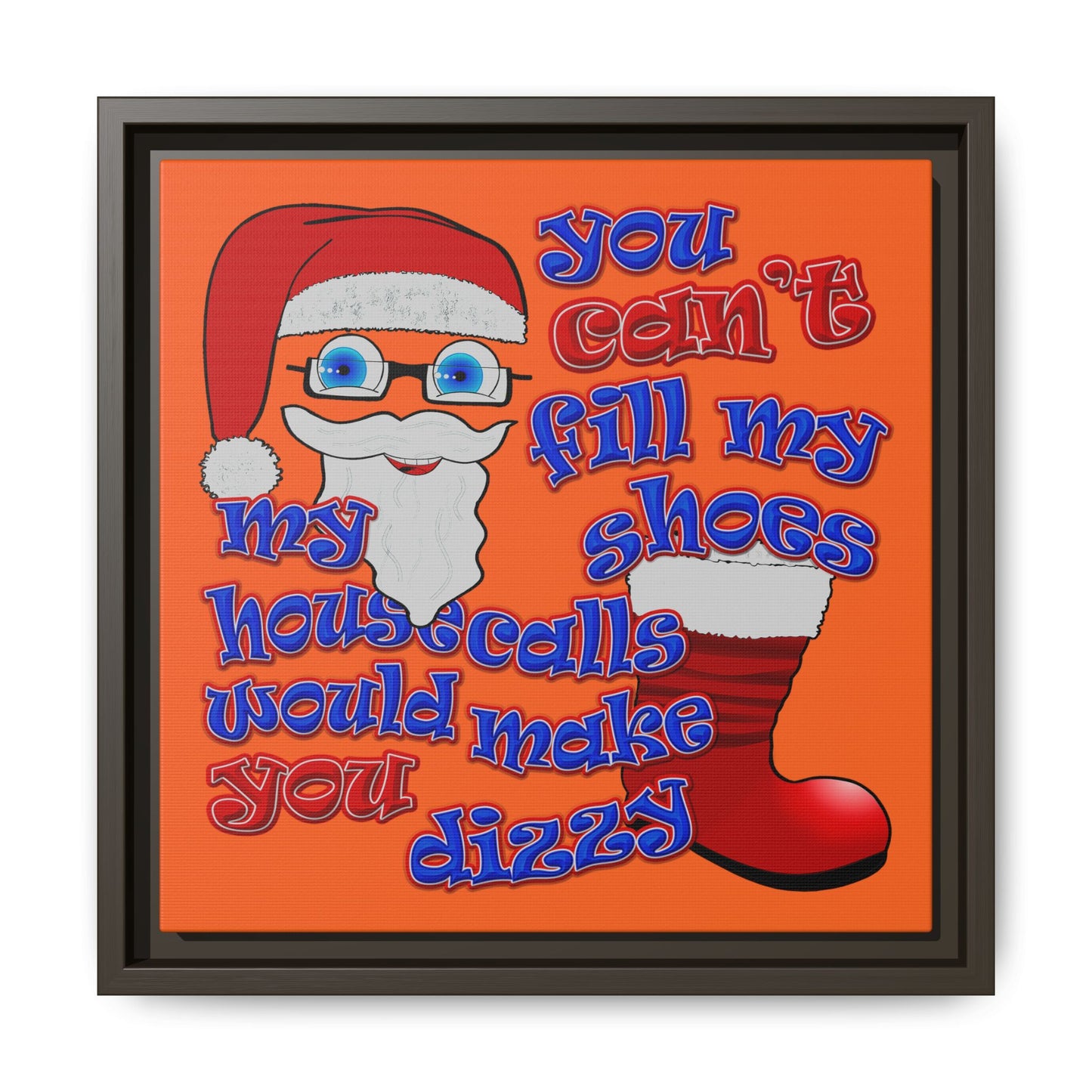 santa's shoes - framed canvas art (orange)