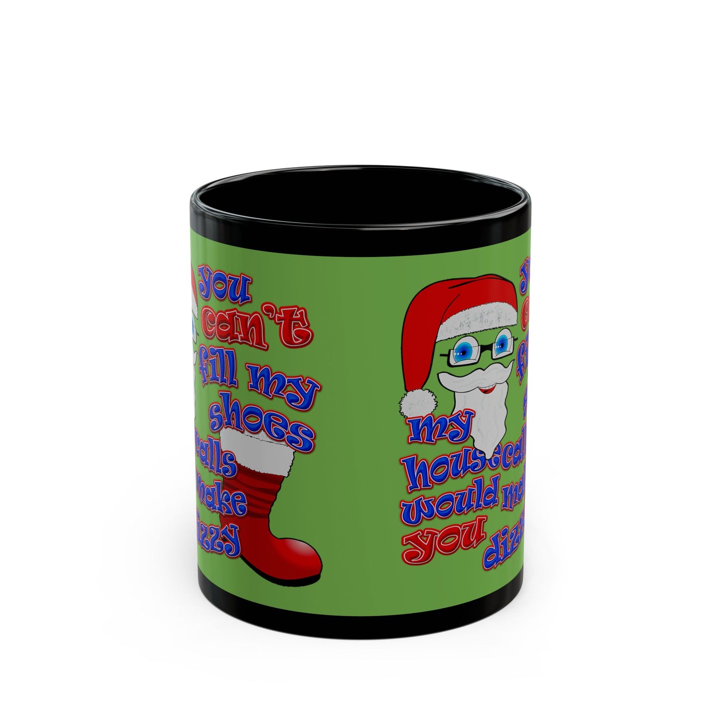santa's shoes - Black Mug (green)