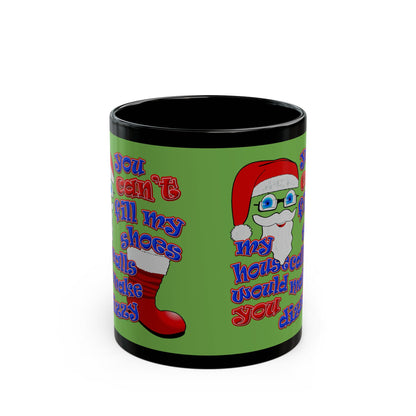 santa's shoes - Black Mug (green)
