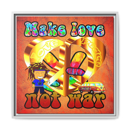 love peace - framed canvas art (burnt orange)